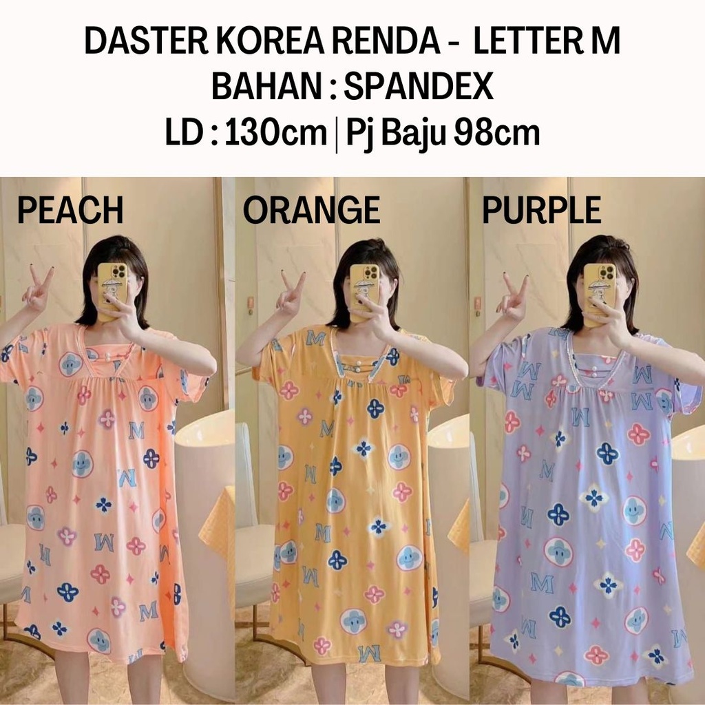 Daster Korea Renda Letter M