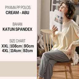 Piyama PP Polos Cream-Abu